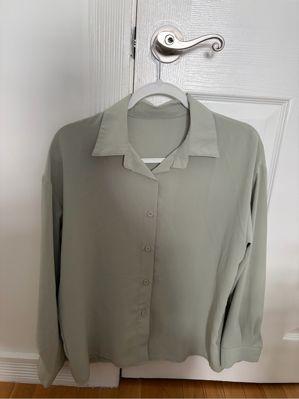Dazy Light Sage Button-Front Women's Blouse